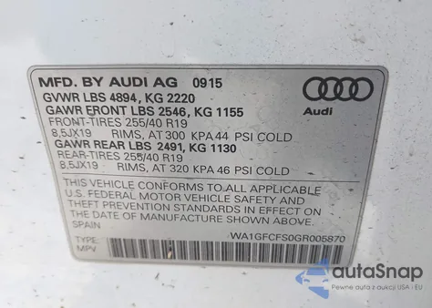 2016 Audi Q3 2.0T Premium Plus from USA, damaged, VIN WA1GFCFS0GR005870